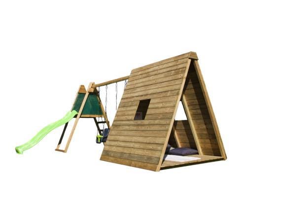 Wombat+ Schommel met speelhuis en glijbaan Totem lime Schommels Schommels