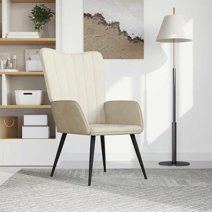 vidaXL Relaxstoel fluweel crèmewit