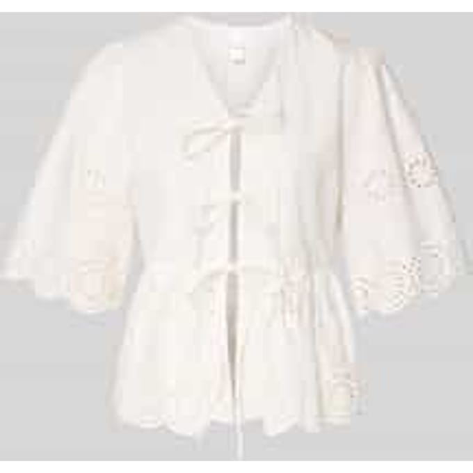 regular fit blouse met ajour borduursels model 'Cornelia'