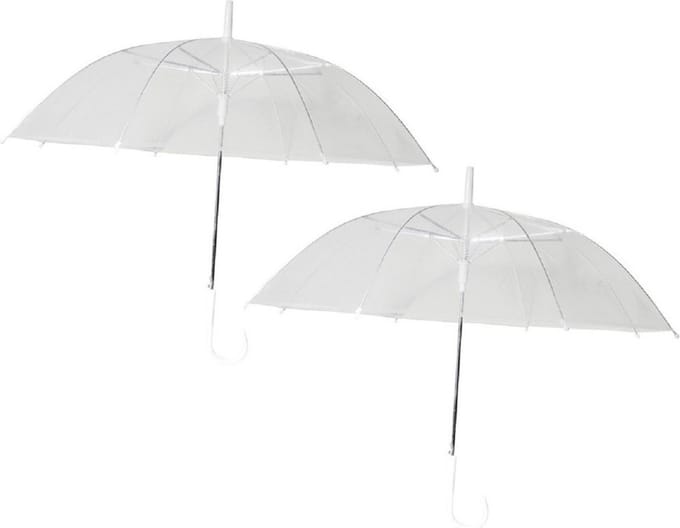 Chaks Bruidsparaplu/trouwparaplu - 2x - transparant - wit - polyester - D81 cm