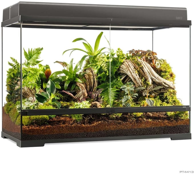 Exo Terra Pro Terrarium Zwart | Advanced Natural Terrarium 90Ã—45Ã—60 cm met 3-traps ventilatie