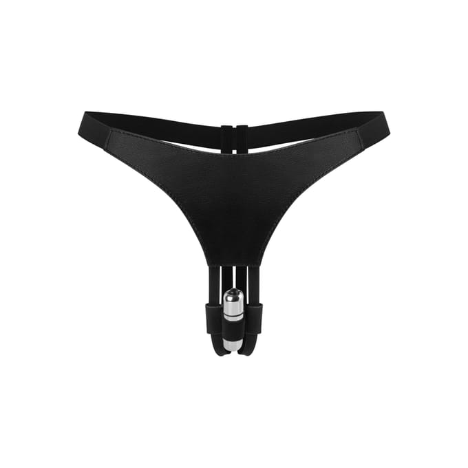 Rimba - Vibrerend Slipje - Met Bullet Vibrator - Leer - Zwart