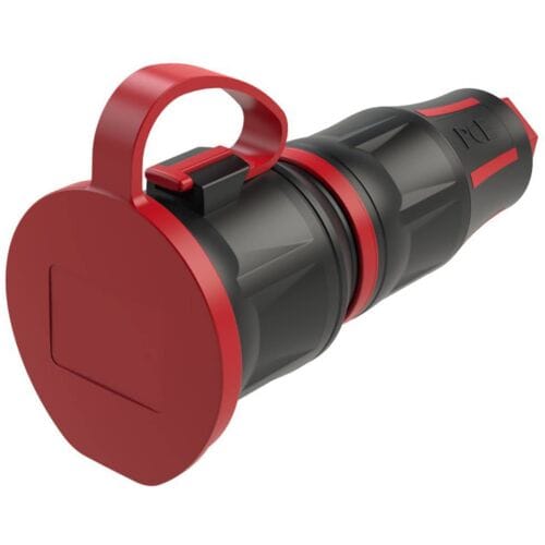 PCE 25711-sr Koppeling met randaarde 250 V Zwart/rood IP54