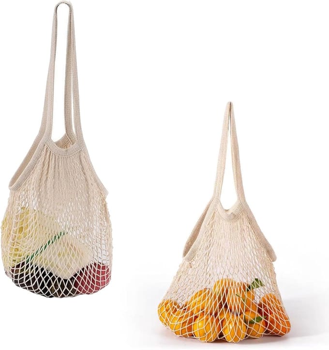 2x Herbruikbare Net Tassen - Grote Boodschappentas & Strandtas voor Speelgoed en Boodschappen