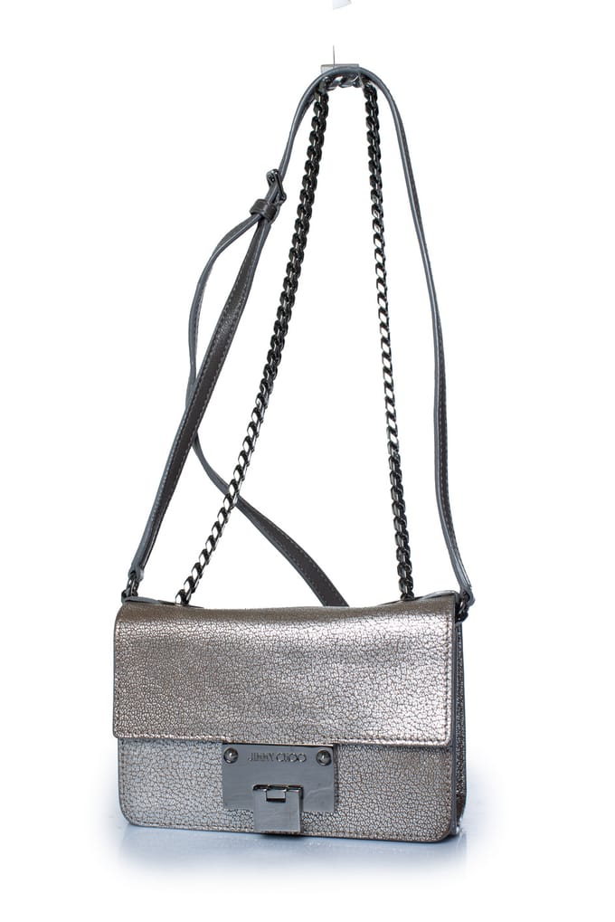 Jimmy Choo, Rebel schoudertas van zilverkleurig leer