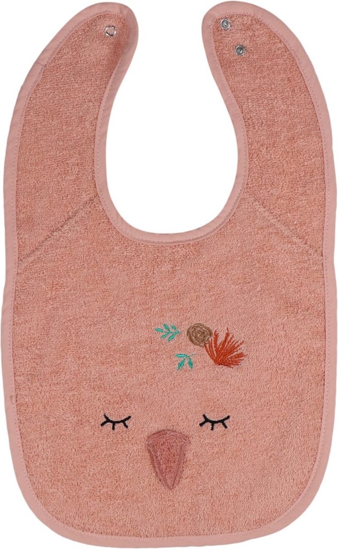 Tryco slab badstof Swan Ivy roze baby slabbetje katoen.