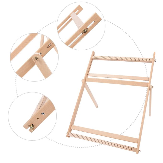 Verstelbaar Weefraam Massief Hout Deken Sjaal DIY Weefgetouw Naaimachine beige