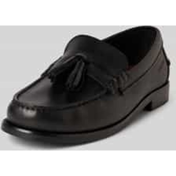 Tommy Hilfiger Zwarte Leren Instap Loafers