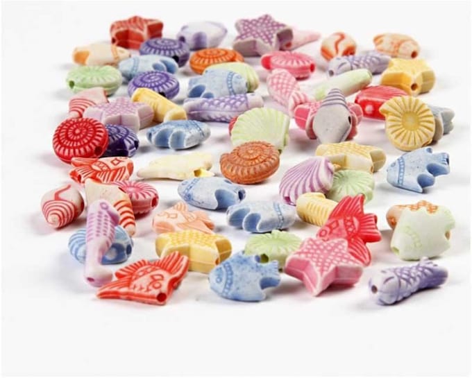 CC Plastic Kralen Zeedieren 9-12 mm Multi 380 stuks