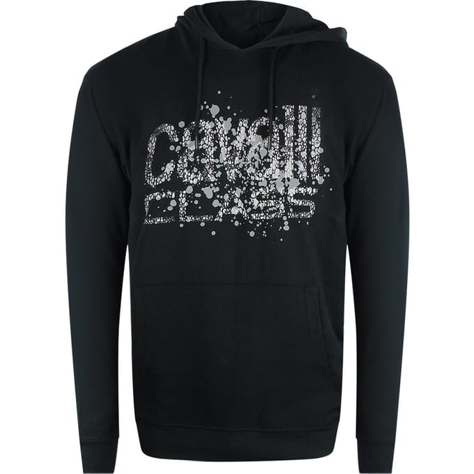 Cavalli Class Gebarsten Gespoten Logo Zwarte Hoodie