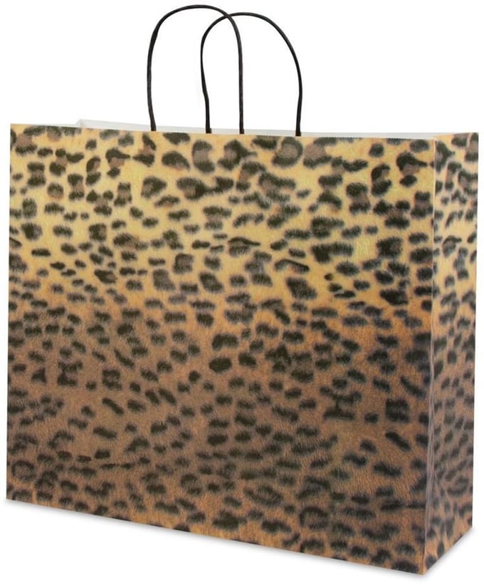 Papieren Tassen met Tijgerprint - 36 + 12 x 31 cm - Panterprint - 25x