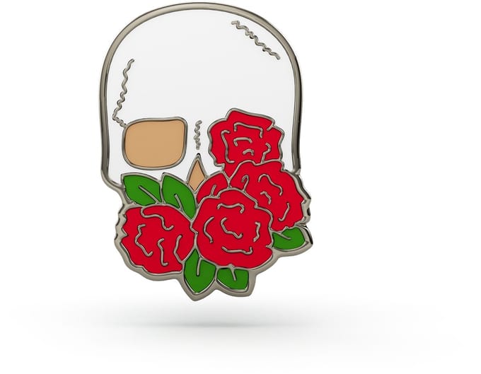 PINETS - Pin - Schedel met Rozen - Hard Enamel - Gietmetaal - Gothic & Floral Accessoire