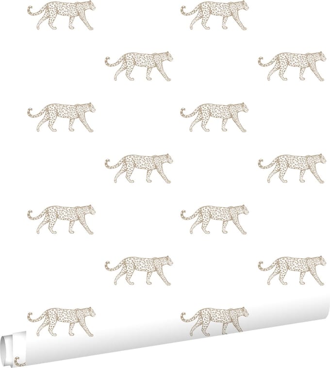 ESTAhome behang panters wit en beige - 53 cm x 10.05 m - 139771