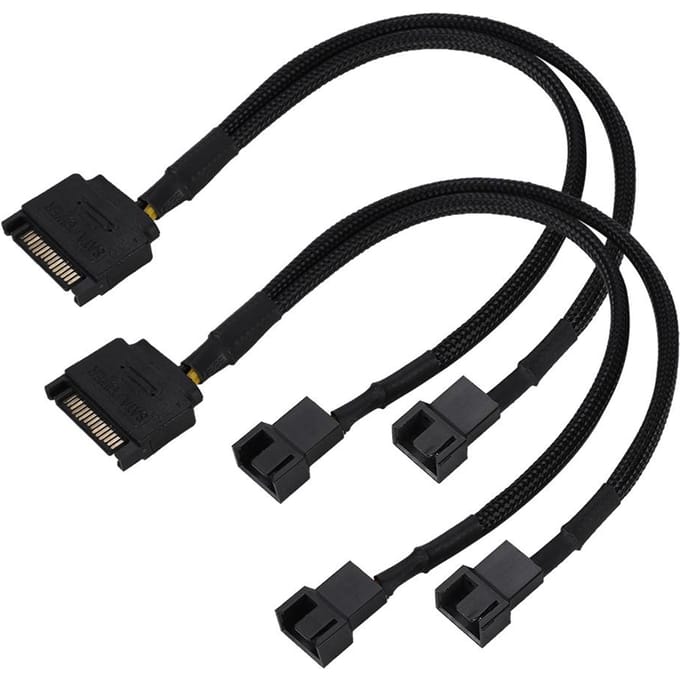 SATA 15Pin naar 2*4Pin Koelventilator Stroomadapterkabel 2-weg Converter 22AWG Kabel black