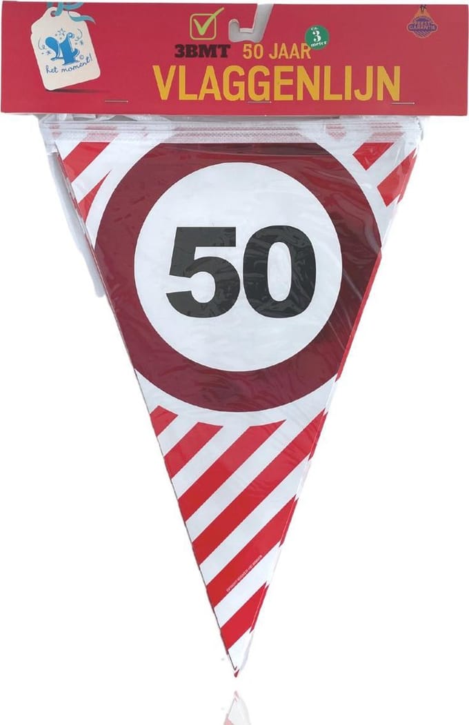3BMT® Vlaggenlijn verjaardag 50 jaar - 3 meter