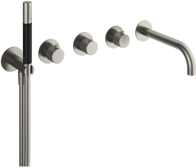 Hotbath Cobber X Afbouwdeel Badthermostaatmet Uitloop incl. Handdouche en Doucheslang - Geborsteld RVS 316
