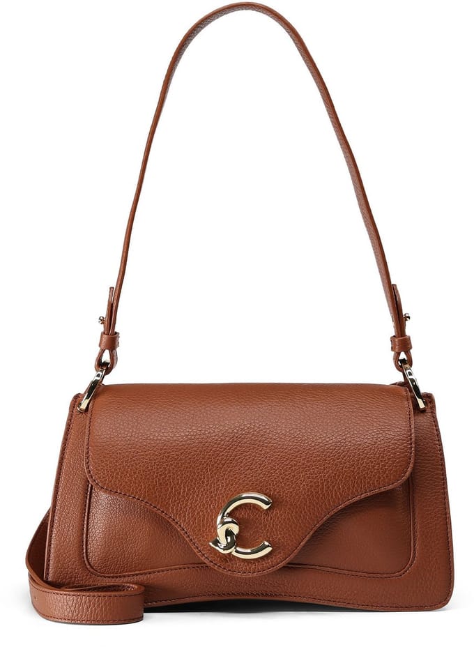 COCCINELLE Leren handtas schoudertas C-Me Handle Bag Cognac bruine