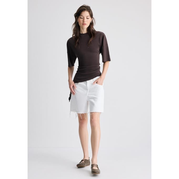 Stradivarius Asymmetrisch T-shirt met korte mouw  Bruin XS