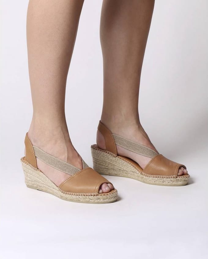 Leren espadrille met middelhoge sleehak en open achterkant | TEIDE-P