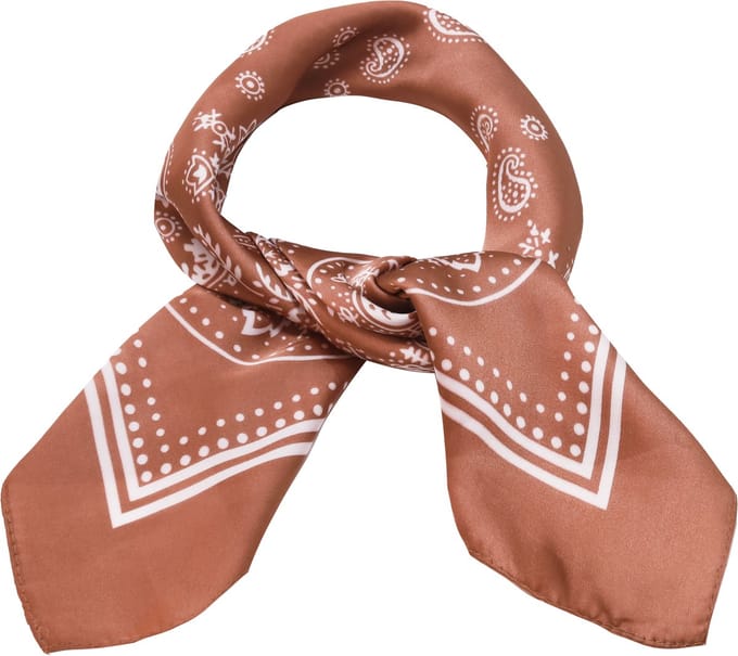 Emilie Scarves - sjaal - bruin - paisley print - bandana satijn vierkant