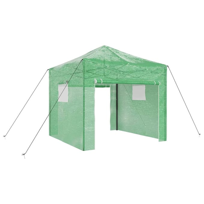 vidaXL - Kas - met - Pop-up - Frame - met - dak - Groen - 290 - x - 290 - x - 315 - cm - IJzer