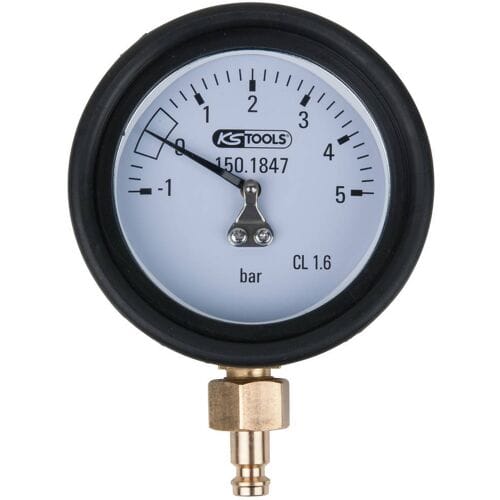 KS Tools 150.1847 Manometer 1,0 - 5,0 bar incl. Aansluitnippel en beschermkap