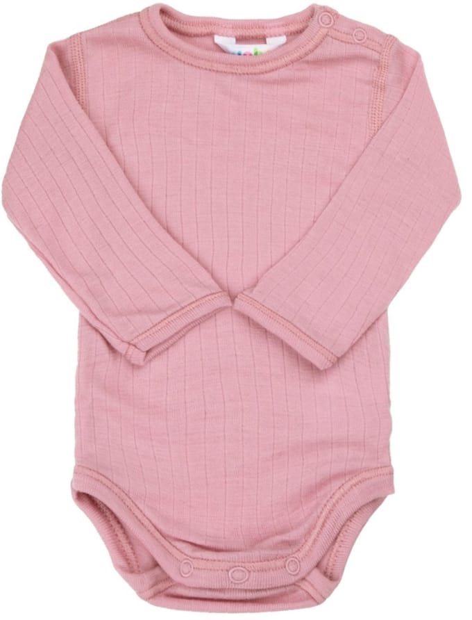 Joha baby romper - lange mouw - oud roze – 100% wol - maat 80