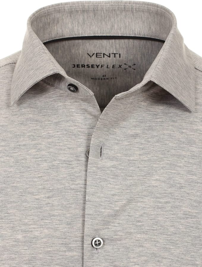 Venti Grijs Jerseyflex Overhemd Modern Fit 123963800-700 - M