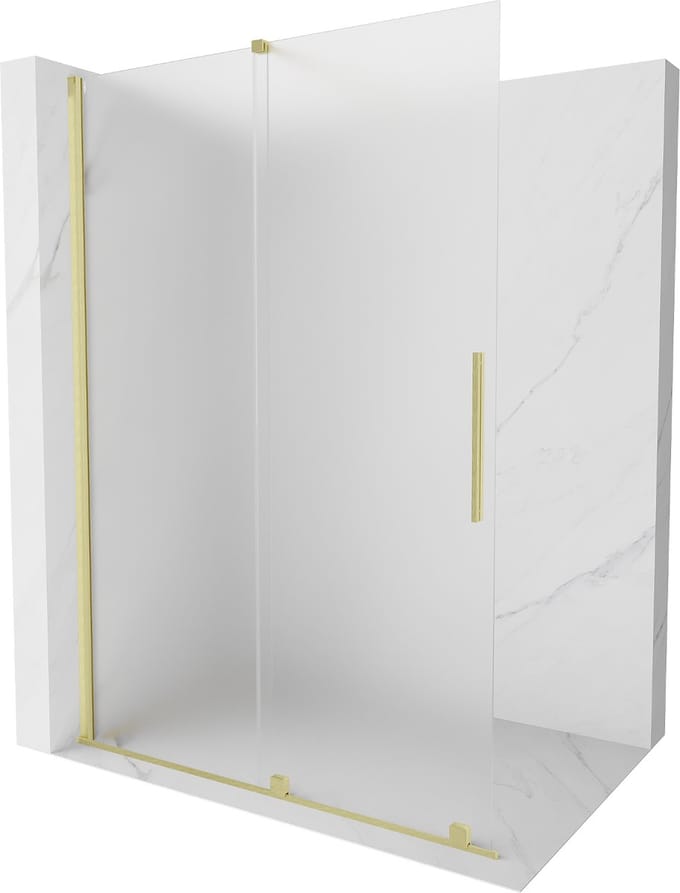 Mexen Velar schuifbare inloopdouchewand 140 x 200 , matglas 8 mm, goud geborsteld - 871-140-000-33-55