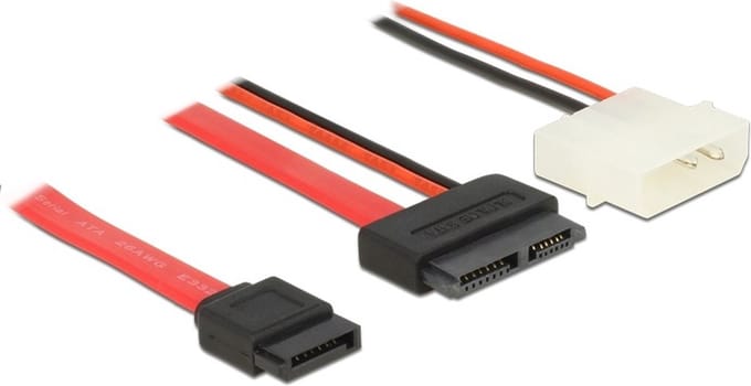 Slim SATA (v) - SATA data (v) + Molex voeding (m) kabel / SATA600 - 6 Gbit/s - 0,50 meter