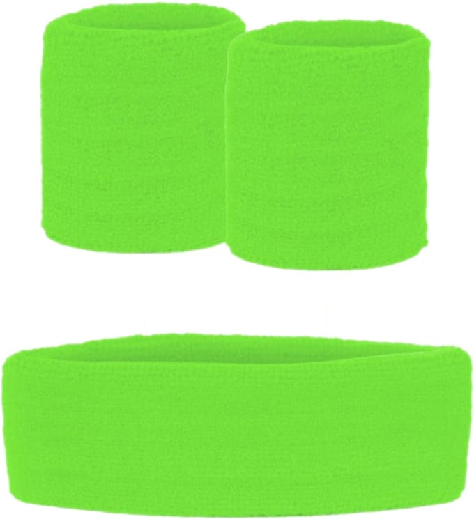 Zweetbandjes - Neon groen - Set - 3dlg.