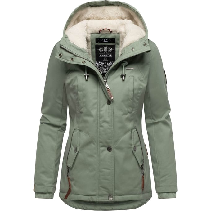 Marikoo dames winterjas met teddyfleece voering & capuchon