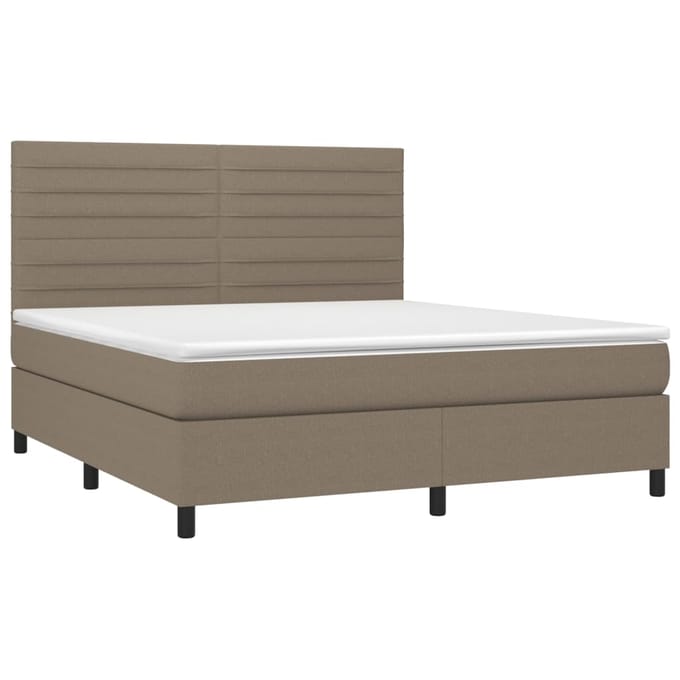vidaXL - Boxspring - met - matras - en - LED - stof - taupe - 180x200 - cm