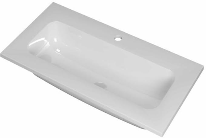 INK Reflekt Wastafel Polystone Centraal met 1 Kraangat - 800x400x15 mm - Glans Wit
