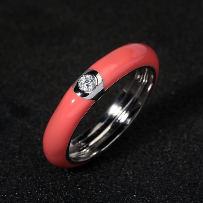 Creatieve Ring voor Dames Europees en Amerikaans Retro Gekleurde Emaille Ring Verguld Minimalistisch No.8 red