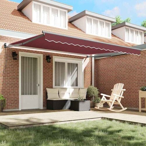 vidaXL - Luifel - handmatig - uittrekbaar - 400x300 - cm - bordeauxrood