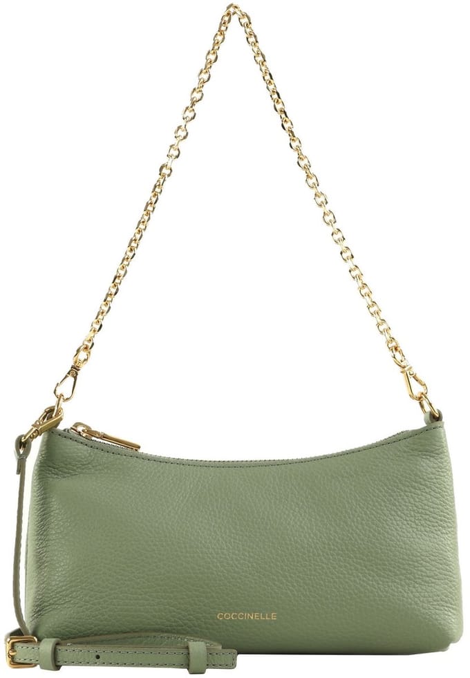 COCCINELLE Leren schoudertas Aura Mini Bag Grained Leather Greenery groene
