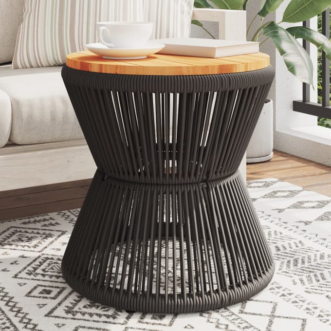 vidaXL Salontafel met draad Ø 45x44 cm massief acaciahout