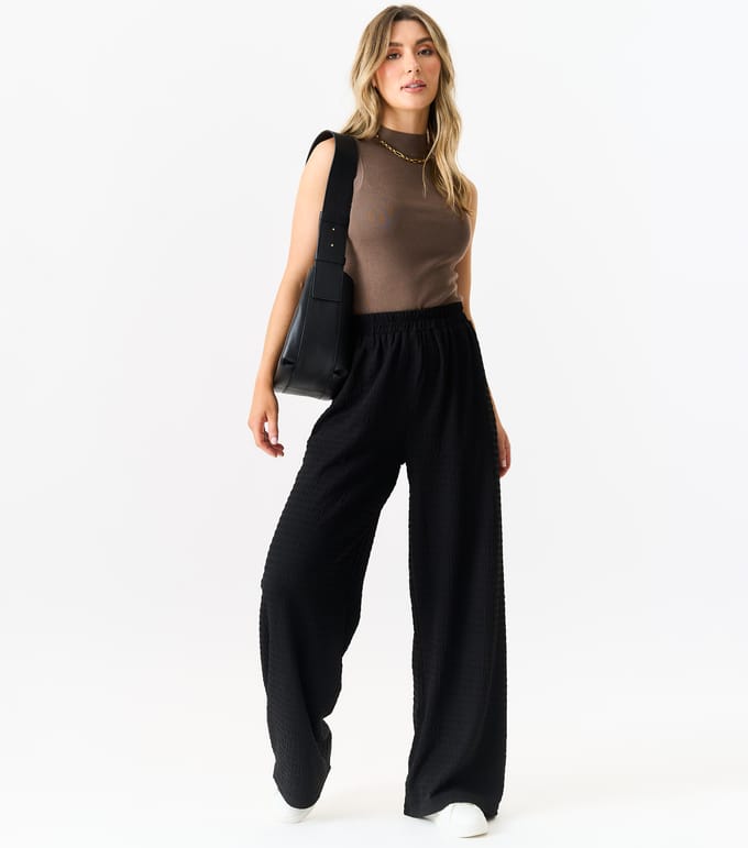Trekbroek met getextureerde elastische taille