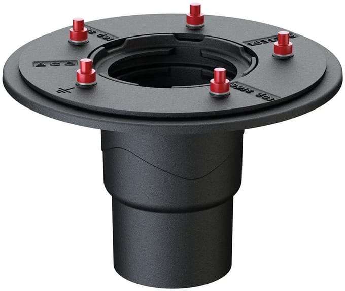 ACO Dakafvoer Passavant Spin DN100 Gietijzer persdichtflens mof 90Grad verticaal, 7034.10.12