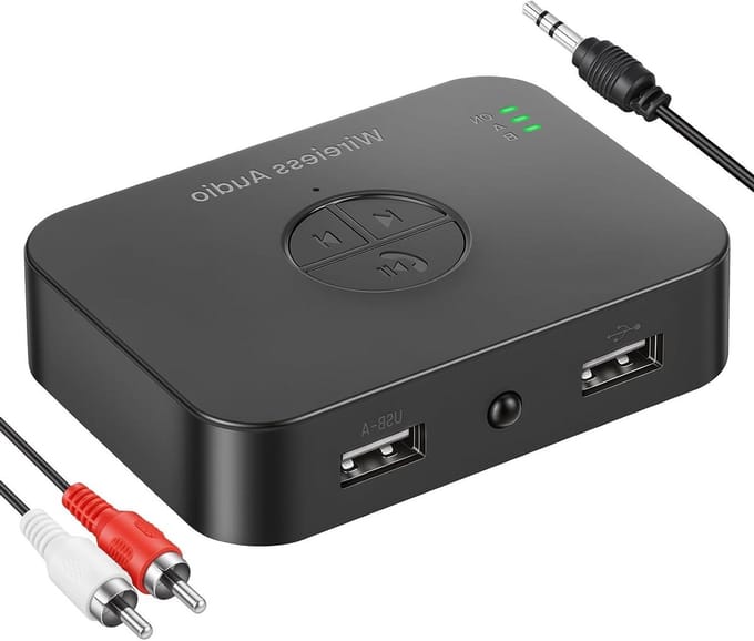 Bluetooth Audio Ontvanger - Audio Adapter Draadloos - Muziek Streamen - USB Afspeelfunctie - 10 Meter Bereik - Zwart