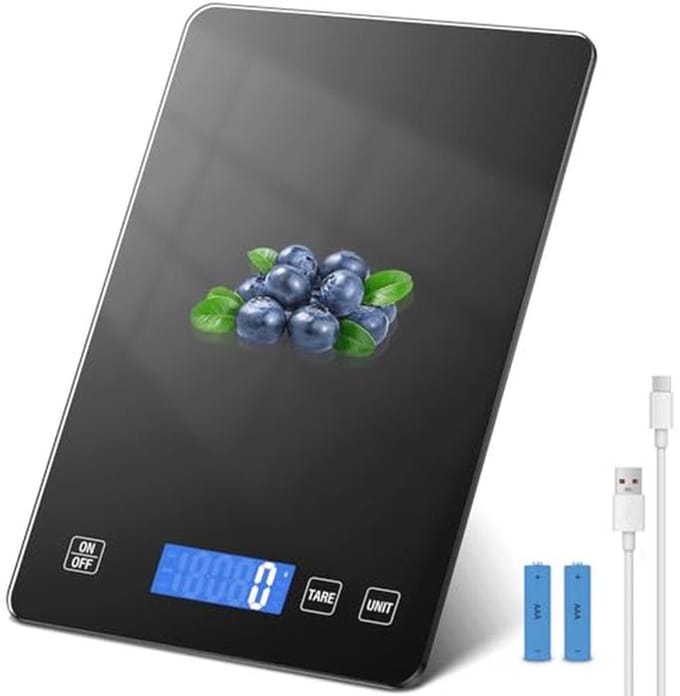 Digitale Keukenweegschaal 15 kg - Oplaadbaar met LCD-display en Tarrafunctie