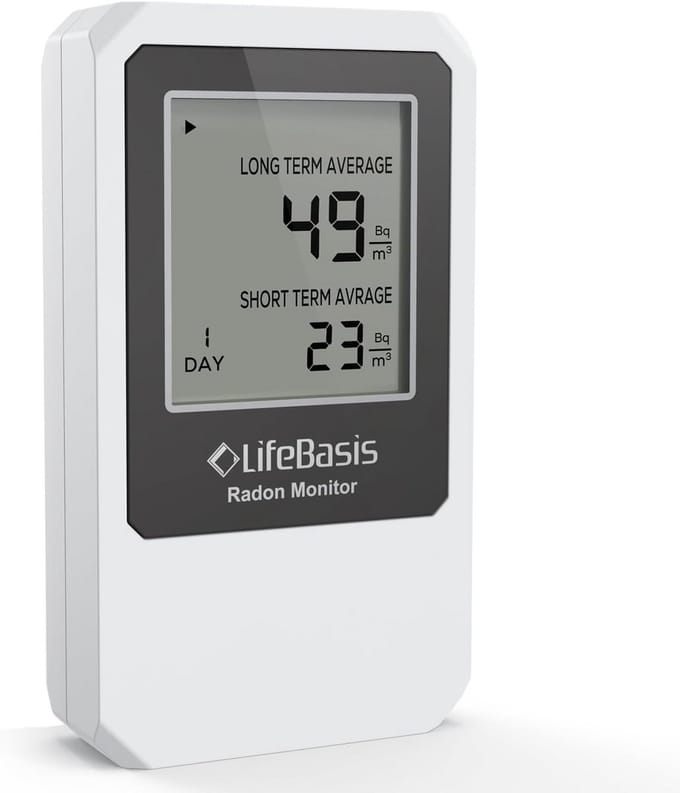 Radondetector Draadloos - Luchtkwaliteitsmonitor voor Korte & Lange Termijn Meting in Huis