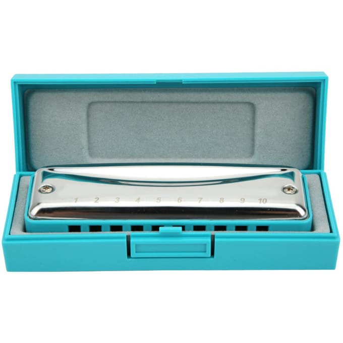 Blues Mondharmonica 10 Gaten Mondorgel D Toon Roestvrij Staal ABS Hars Blaasinstrument Blauw blauw