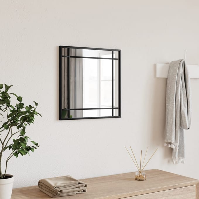 vidaXL - Wandspiegel - vierkant - 40x40 - cm - ijzer - zwart