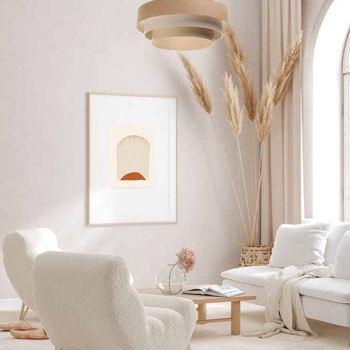 Maco Design Boho hanglamp, crème/beige, Ø 60 cm, hoogte 20 cm, jute