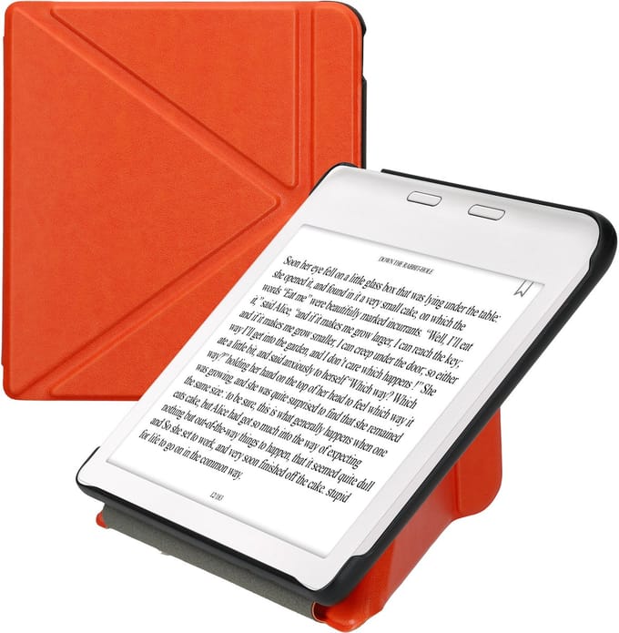 kwmobile e-reader hoesje geschikt voor Kobo Libra Colour hoes - Ereader flip case met standaard - E reader cover van kunstleer - In fruitig oranje