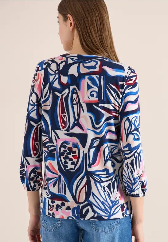 Shirt met 3/4 mouwen en knoopdetail