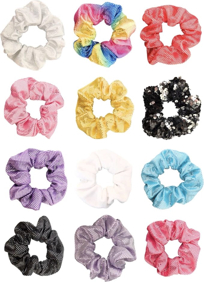 Kraagjeskopen.nl® Scrunchies Haaraccessoire Pack Scrunchie Velvet - 12 stuks Glitter Set