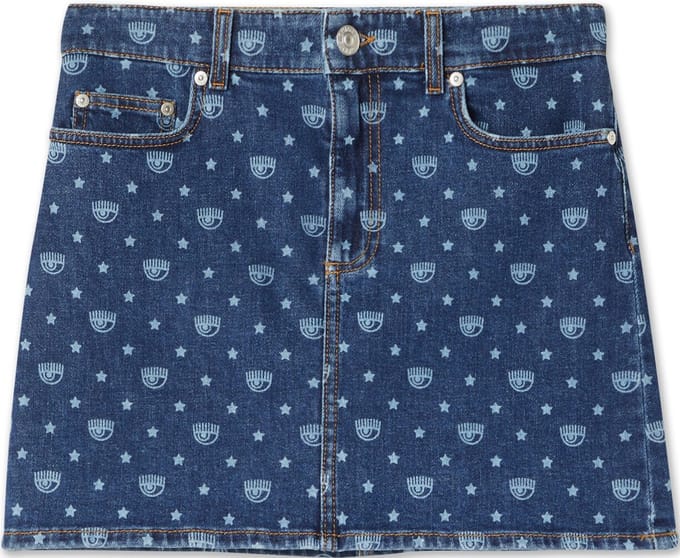 Chiara Ferragni - jeans mini rok met logo - maat W24